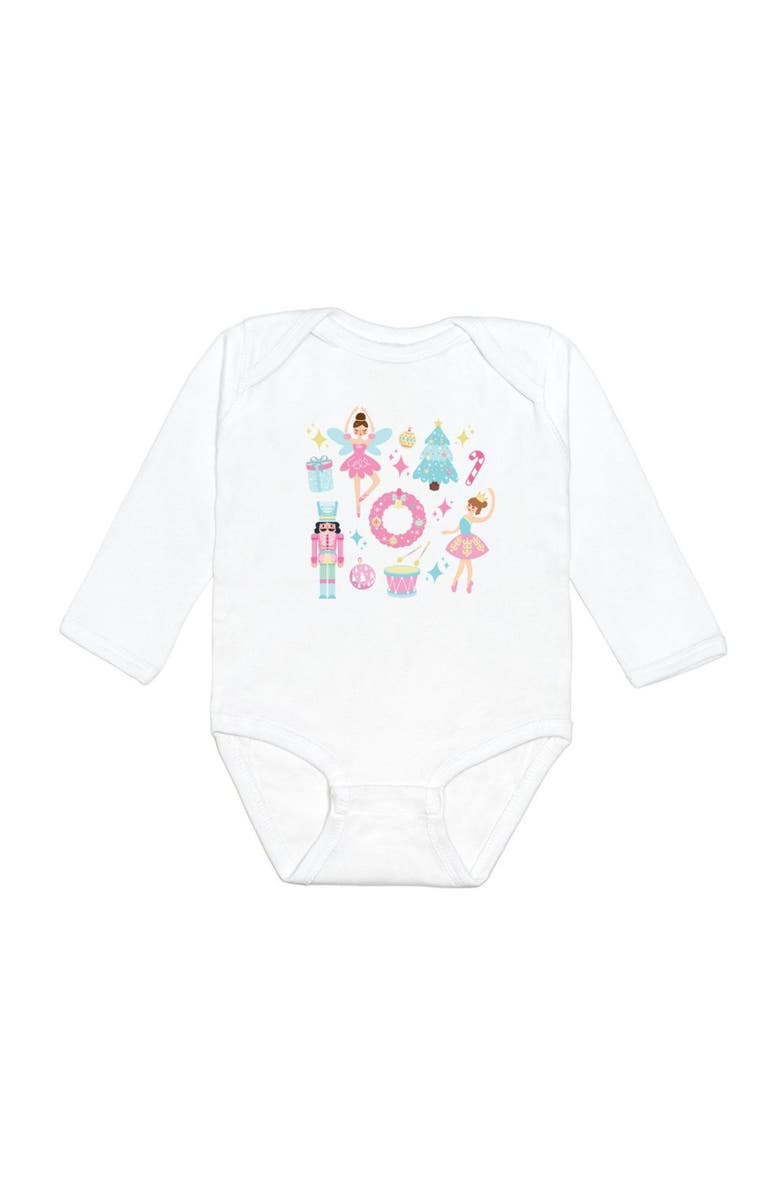 Sweet Wink Nutcracker Doodle Christmas Long Sleeve Bodysuit, Main, color, 
