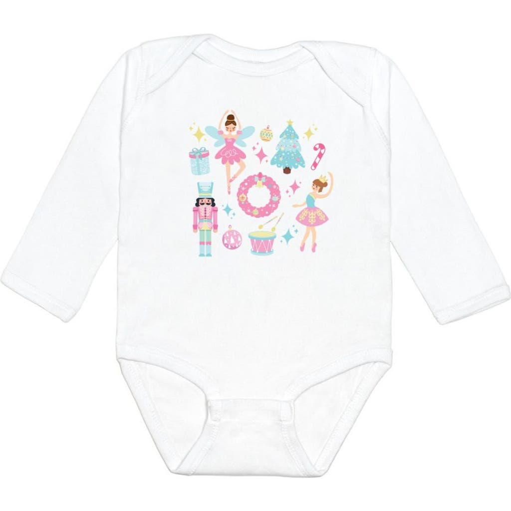 Sweet Wink Nutcracker Doodle Christmas Long Sleeve Bodysuit In White
