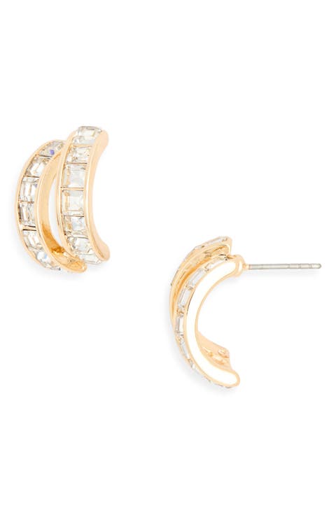 Crystal Double Huggie Hoop Earrings