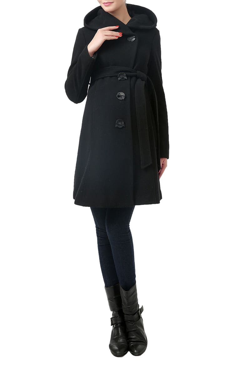 Lora Wool Blend Maternity Coat, Alternate, color, BLACK
