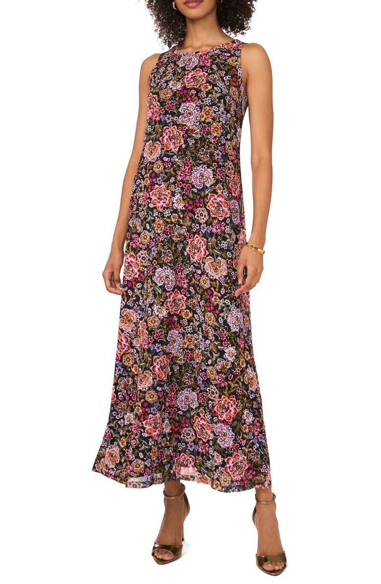 Vince Camuto Floral Maxi Dress, Main, color, Rich Black