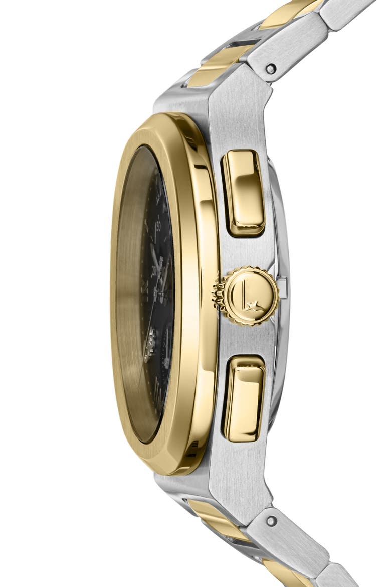 Elliptical Two-Tone Bracelet Strap Chronograph Watch, 38mm, Alternate, color, TWO TONE/ BLACK