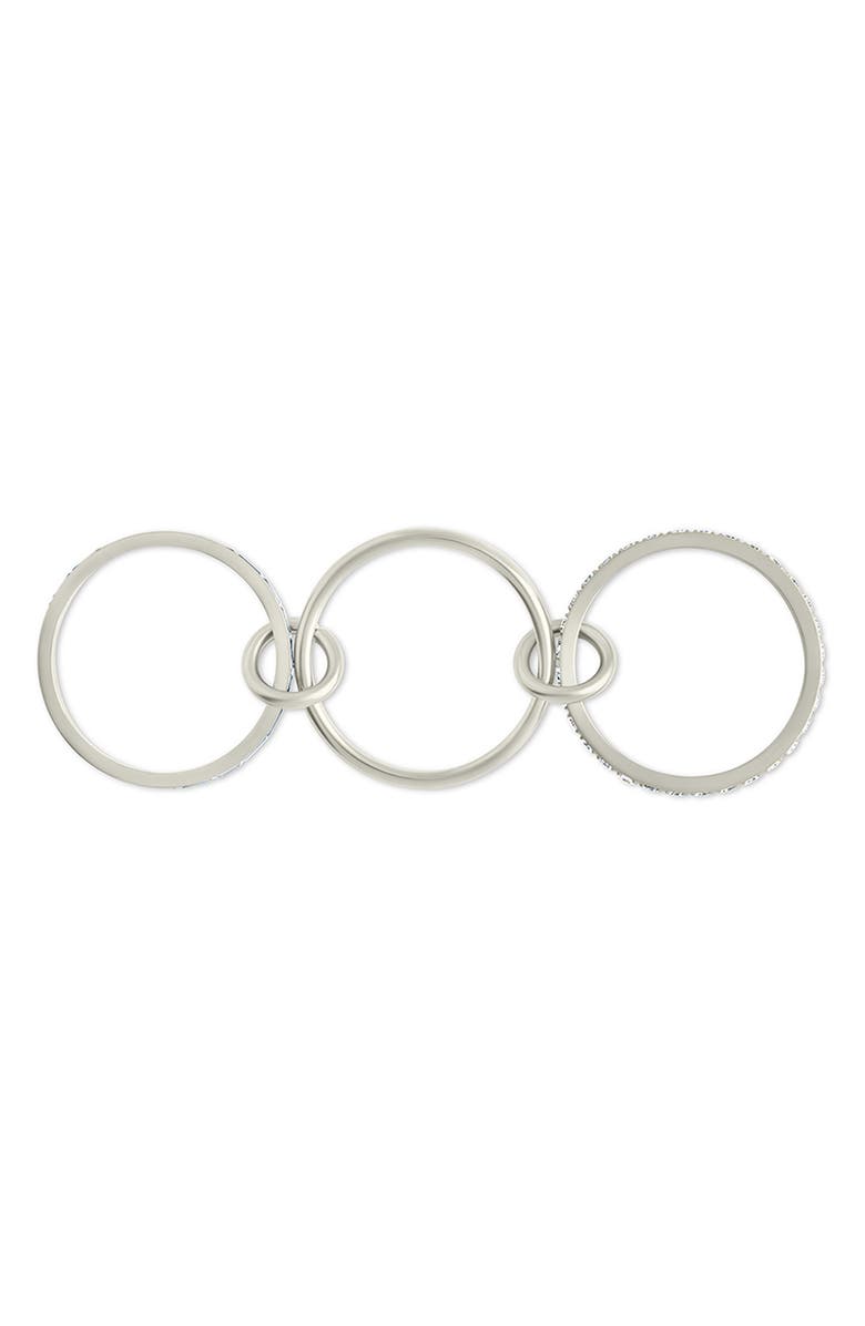 Sterling Forever Thea Cubic Zirconia Linked Ring, Alternate, color, Silver