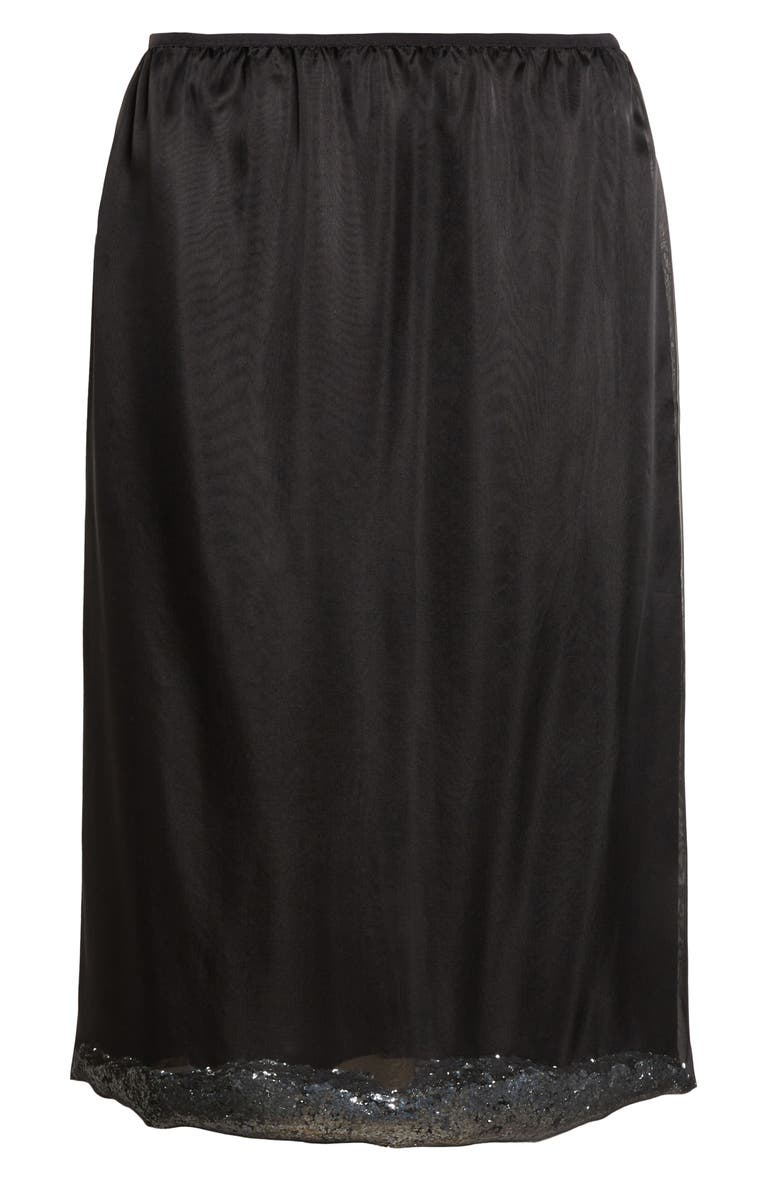JULIE KEGELS Sidney Glitter Hem Sheer Silk Skirt, Main, color, Black