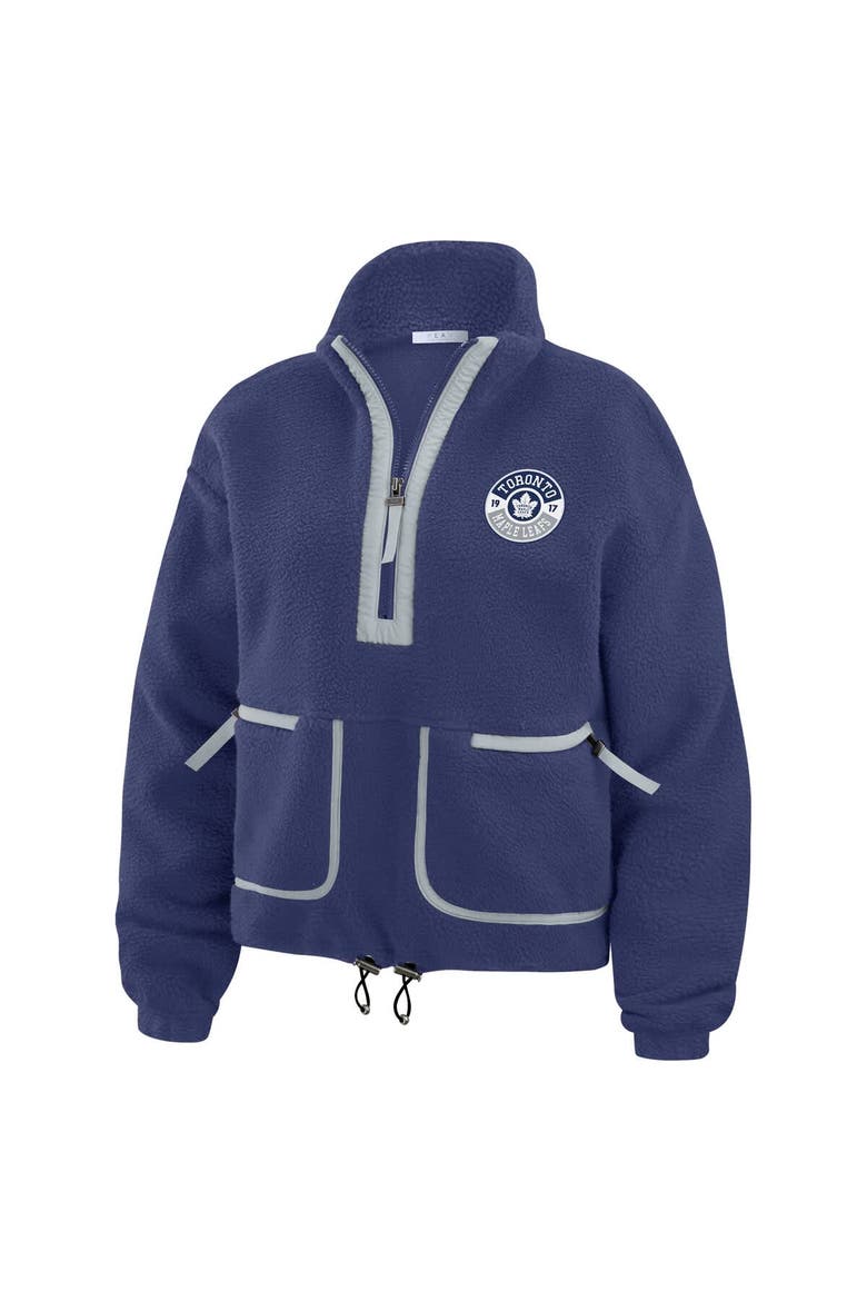Women's WEAR by Erin Andrews  Blue Toronto Maple Leafs Polar Fleece Half-Zip Jacket, Alternate, color, Blue