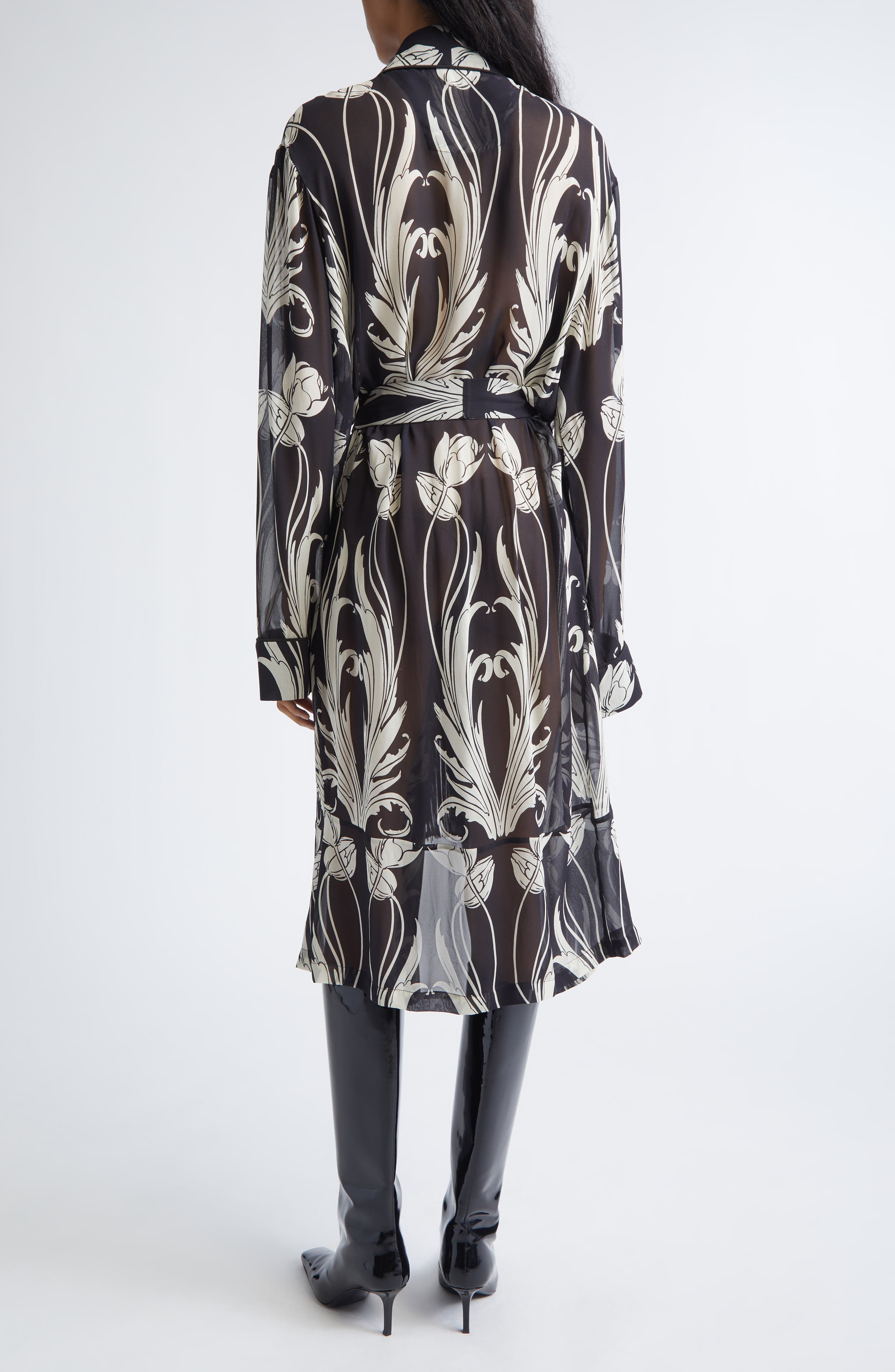 Print Silk Georgette Wrap Coat - image 2