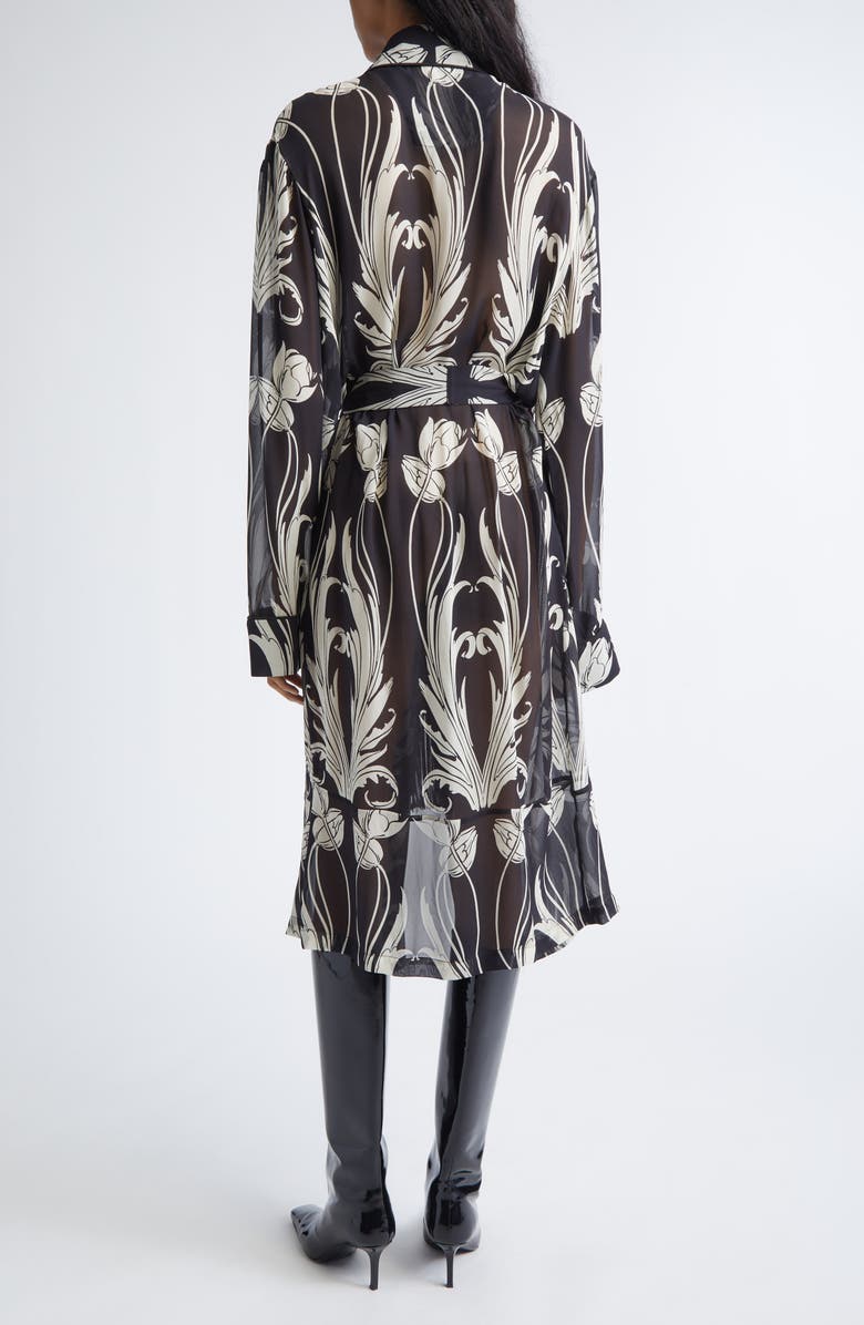 MONSE Print Silk Georgette Wrap Coat, Alternate, color, Black