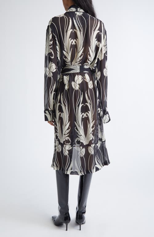 Monse Print Silk Georgette Wrap Coat In Black