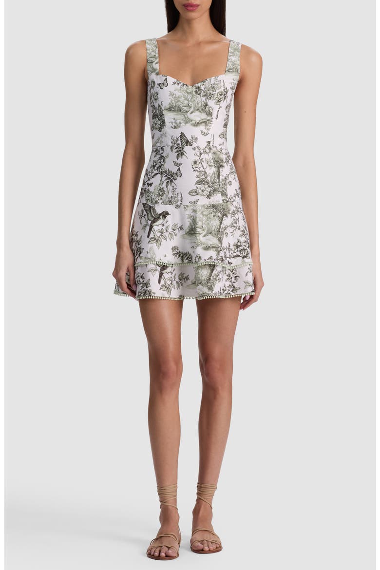 Mixed Print Sweetheart Neck Linen Blend Dress, Main, color, DAYBREAK