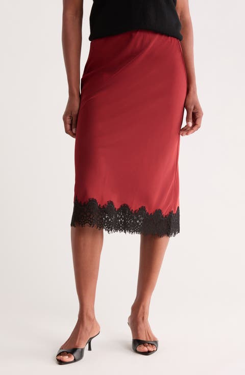 Lace Trim Slip Skirt