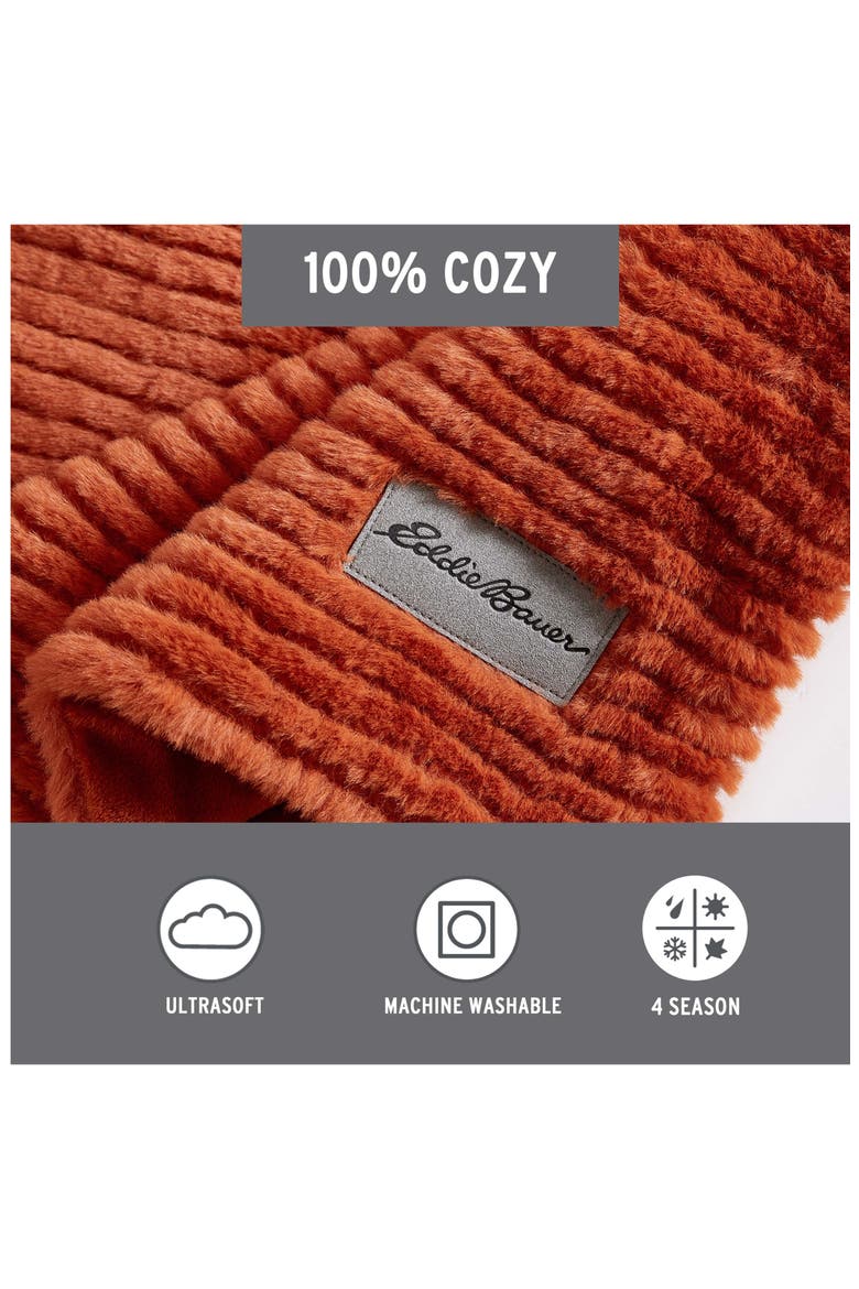 Rib Knit Throw Blanket, Alternate, color, DARK ORANGE