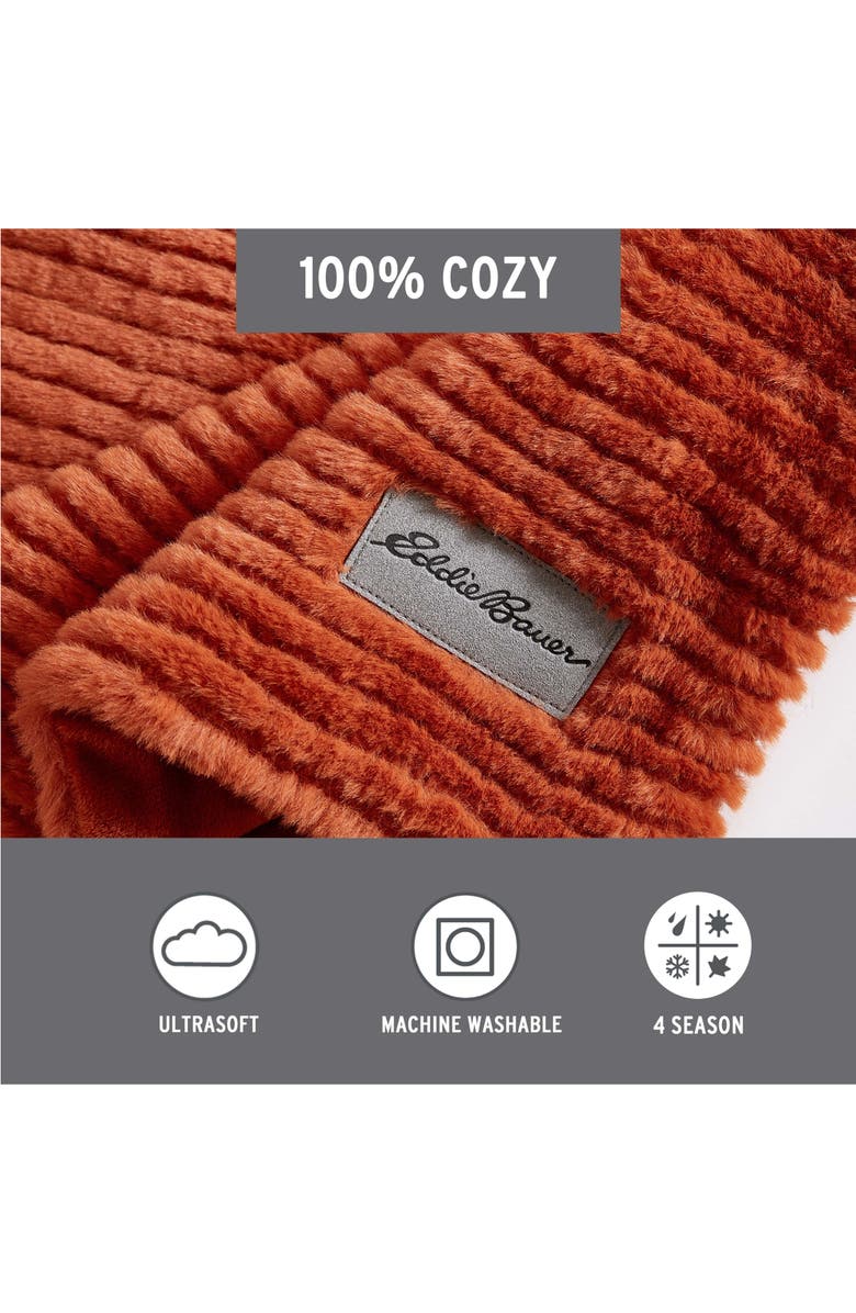 Eddie Bauer Rib Knit Throw Blanket, Alternate, color, Dark Orange