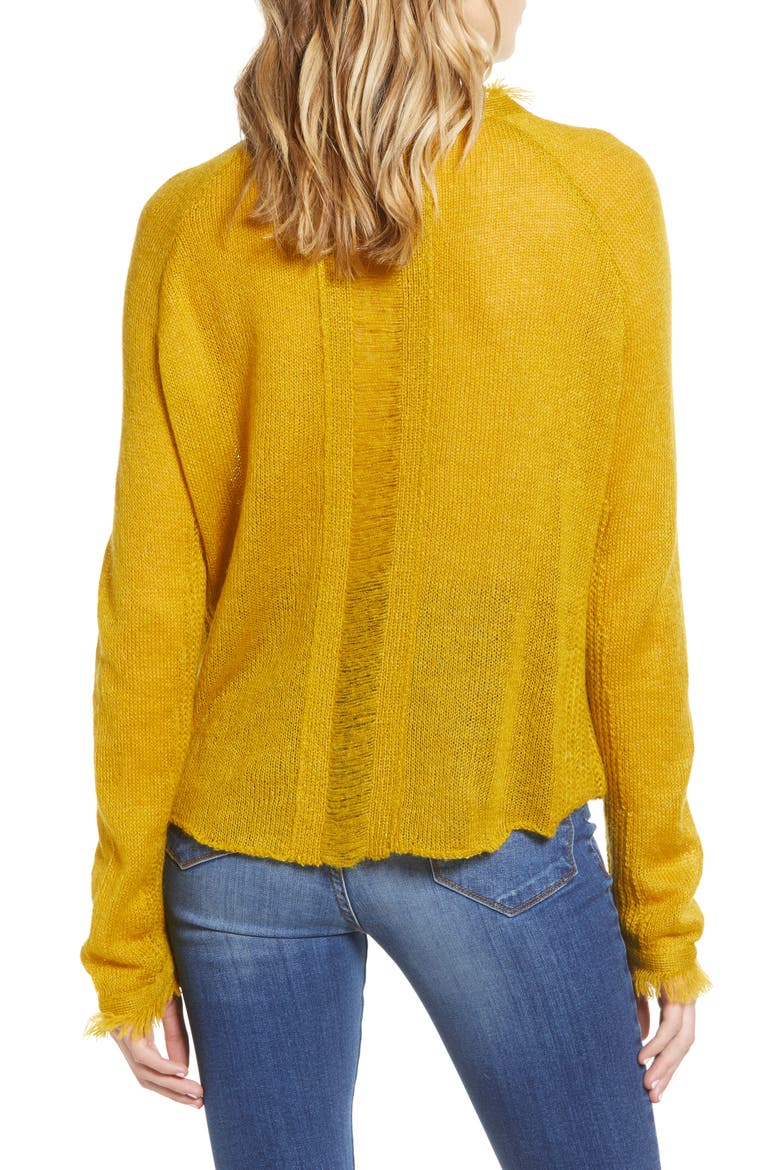 Fringe Trim Sweater, Alternate, color, MUSTARD