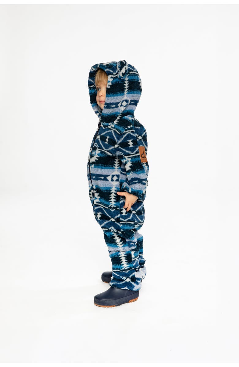Deux par Deux Mid-Season Plush Animal Ear Hood Asymmetrical Zip One-Piece Outerwear, Alternate, color,