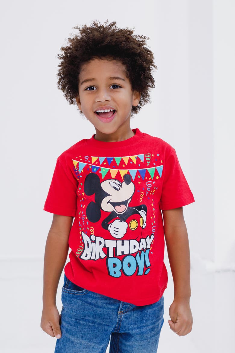 Cars Short Sleeve Birthday T-Shirt, Alternate, color, Mickey Mouse Red
