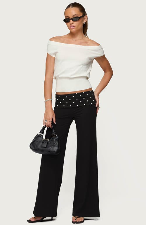 Edikted Reeva Polka Dot Foldover Pants In Black