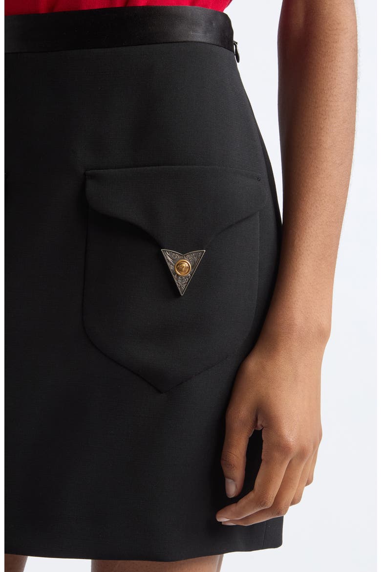 Stretch Virgin Wool Miniskirt, Alternate, color, BLACK