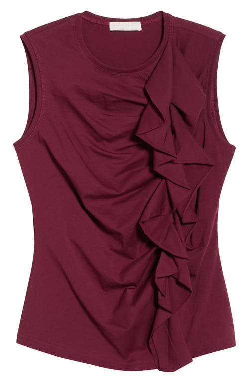 Ulla Johnson Clio Sleeveless Organic Cotton Ruched Top In Burgundy