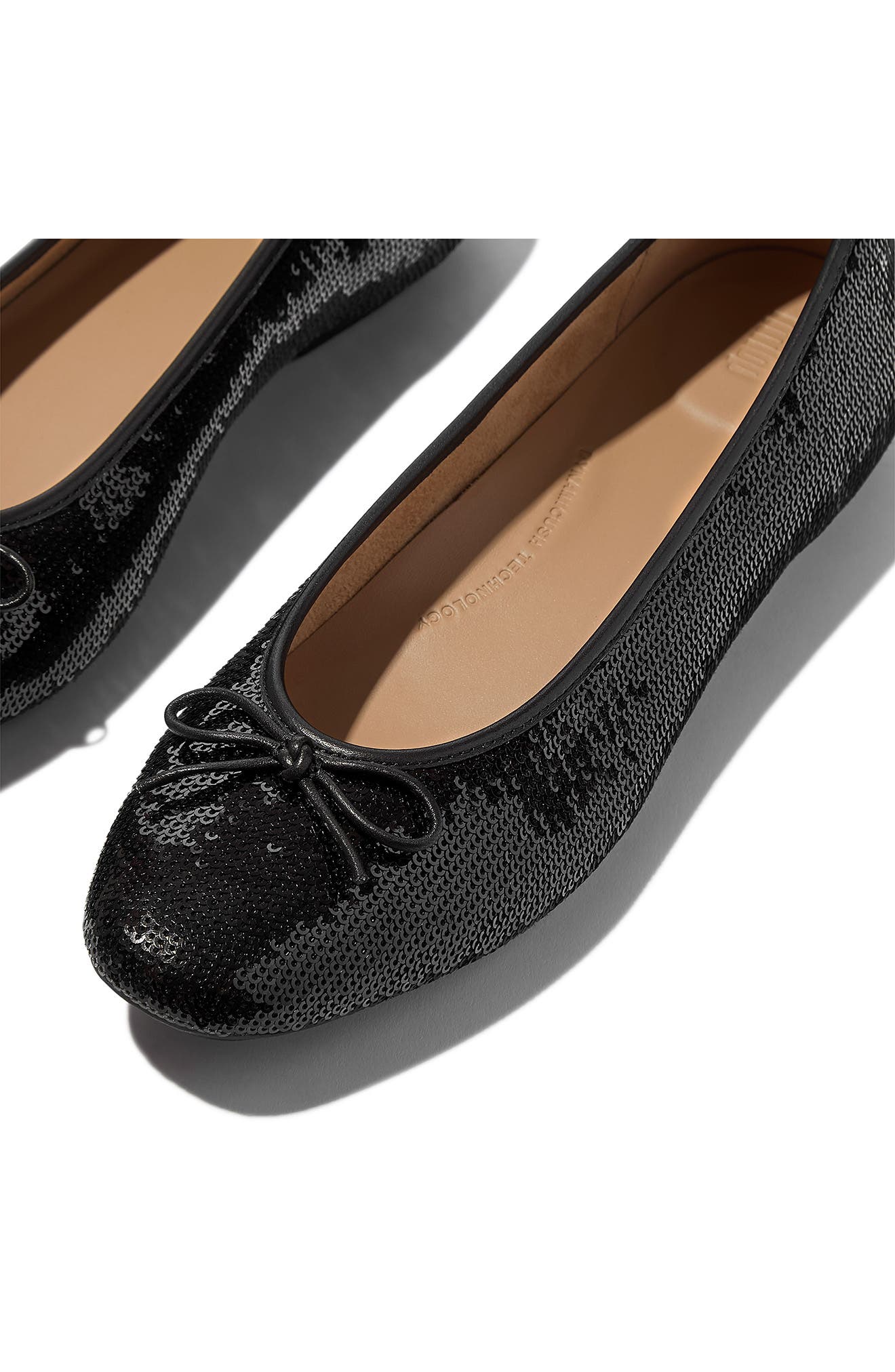Delicato Bow Sequin Ballet Flat, Alternate, color, BLACK