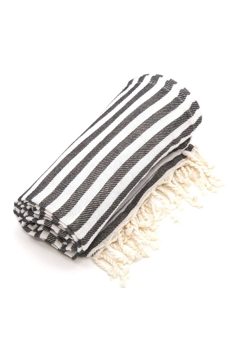 'Fun in the Sun' Turkish Pestemal Towel, Main, color, CHARCOAL BLACK