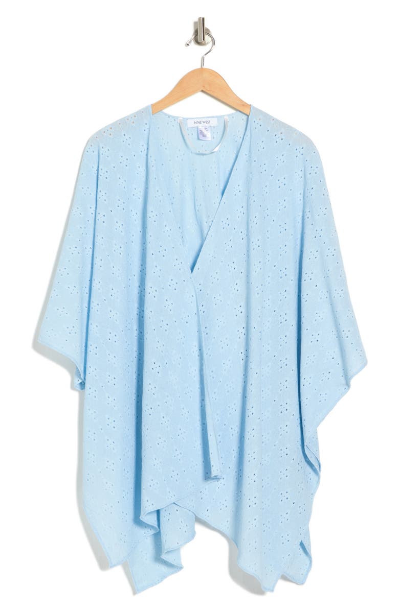 Nine West Eyelet Ruana, Alternate, color, Chambray