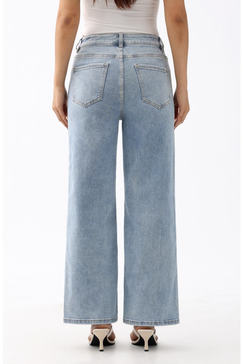 Studded Eyelet High Waist Straight Leg Jeans, Alternate, color, MISTYWAY