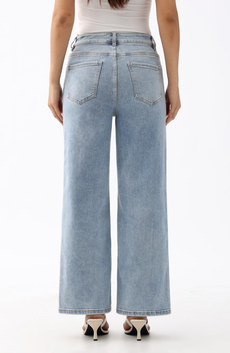 Bayeas Studded Eyelet High Waist Straight Leg Jeans, Alternate, color, Mistyway