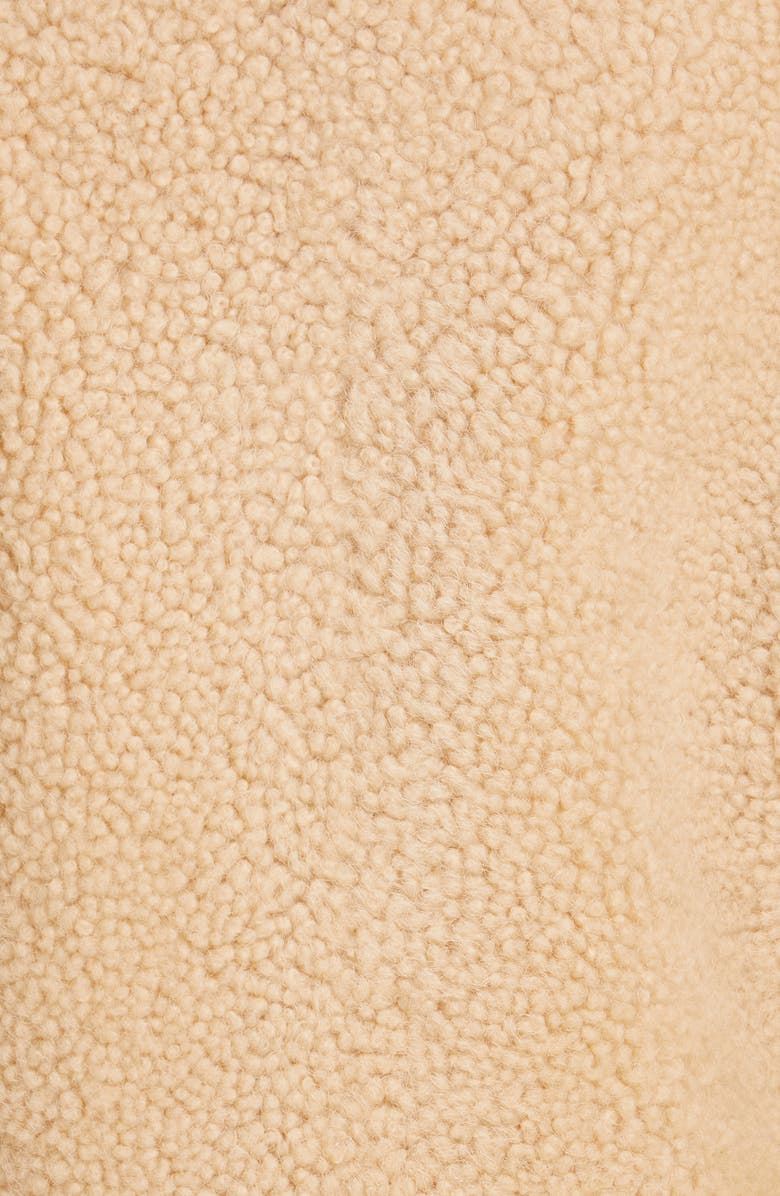 Saint Laurent Leather Trimmed Genuine Shearling Coat, Alternate, color,