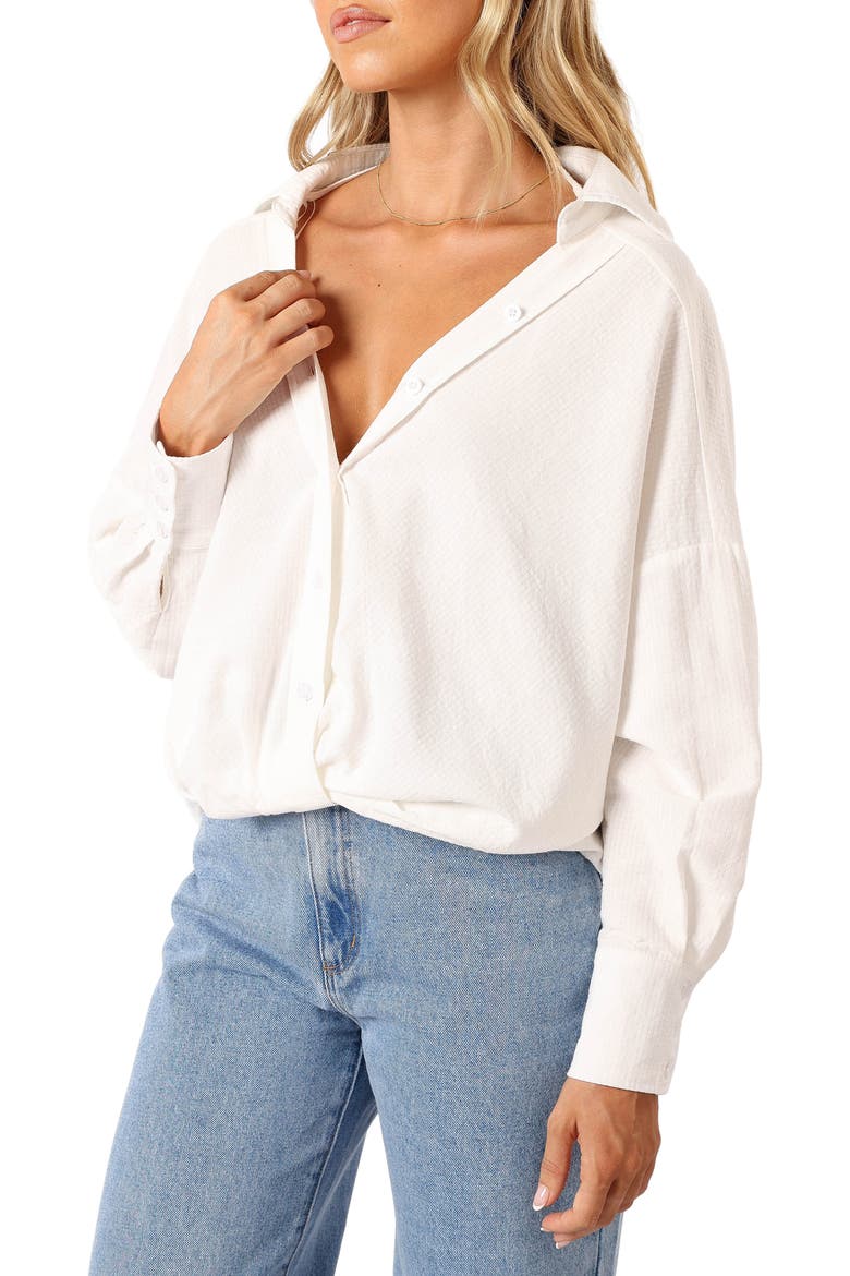 Mariah Solid Button-Up Shirt, Alternate, color, WHITE