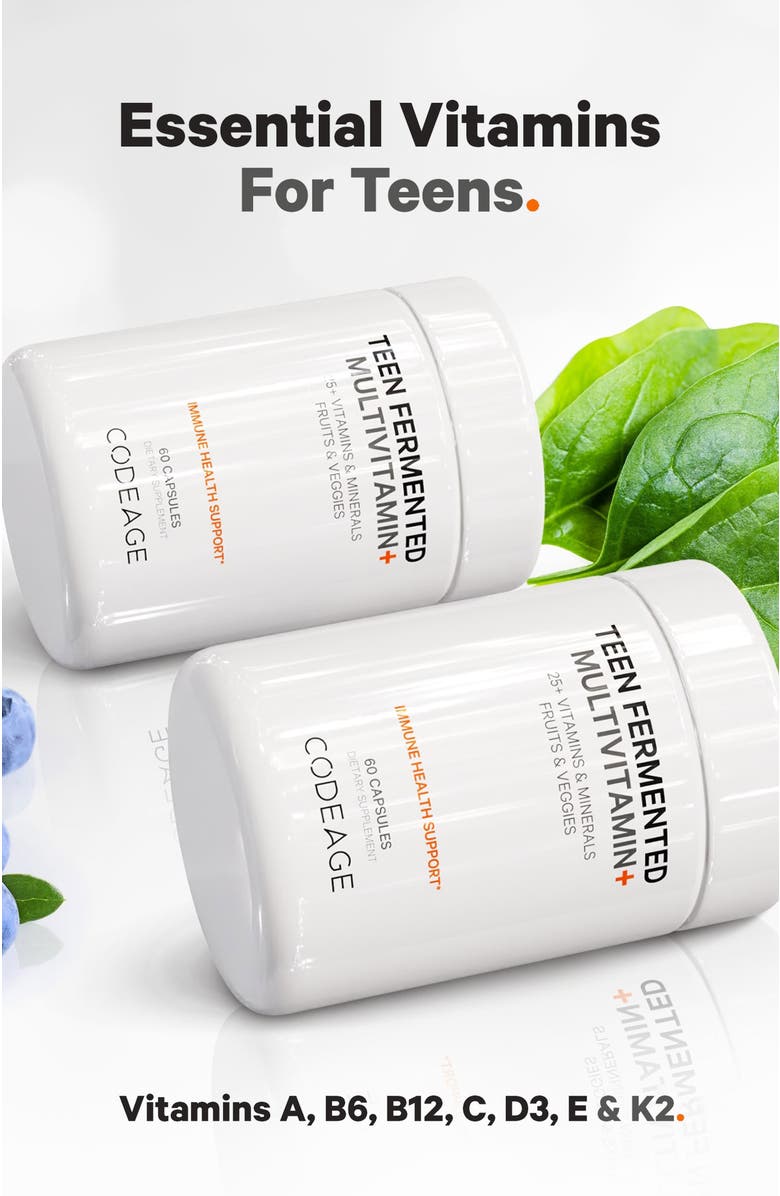 Codeage Daily Teen Multivitamins + Minerals & Probiotics Supplement, Alternate, color, White