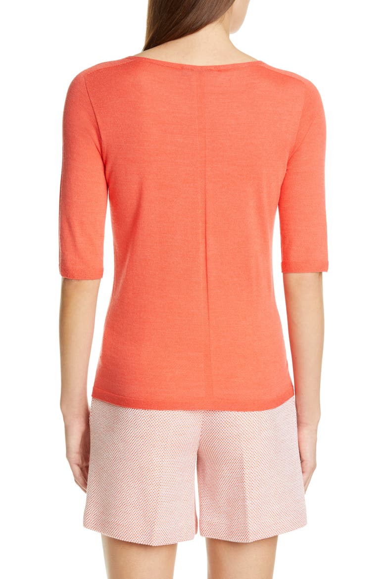 Elbow Sleeve Jersey Top, Alternate, color, TIGERLILY
