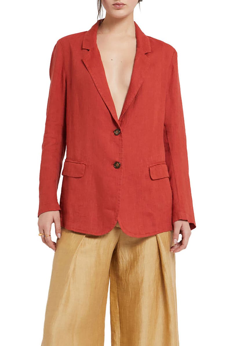 ottod'Ame Linen Jacket, Main, color, Red