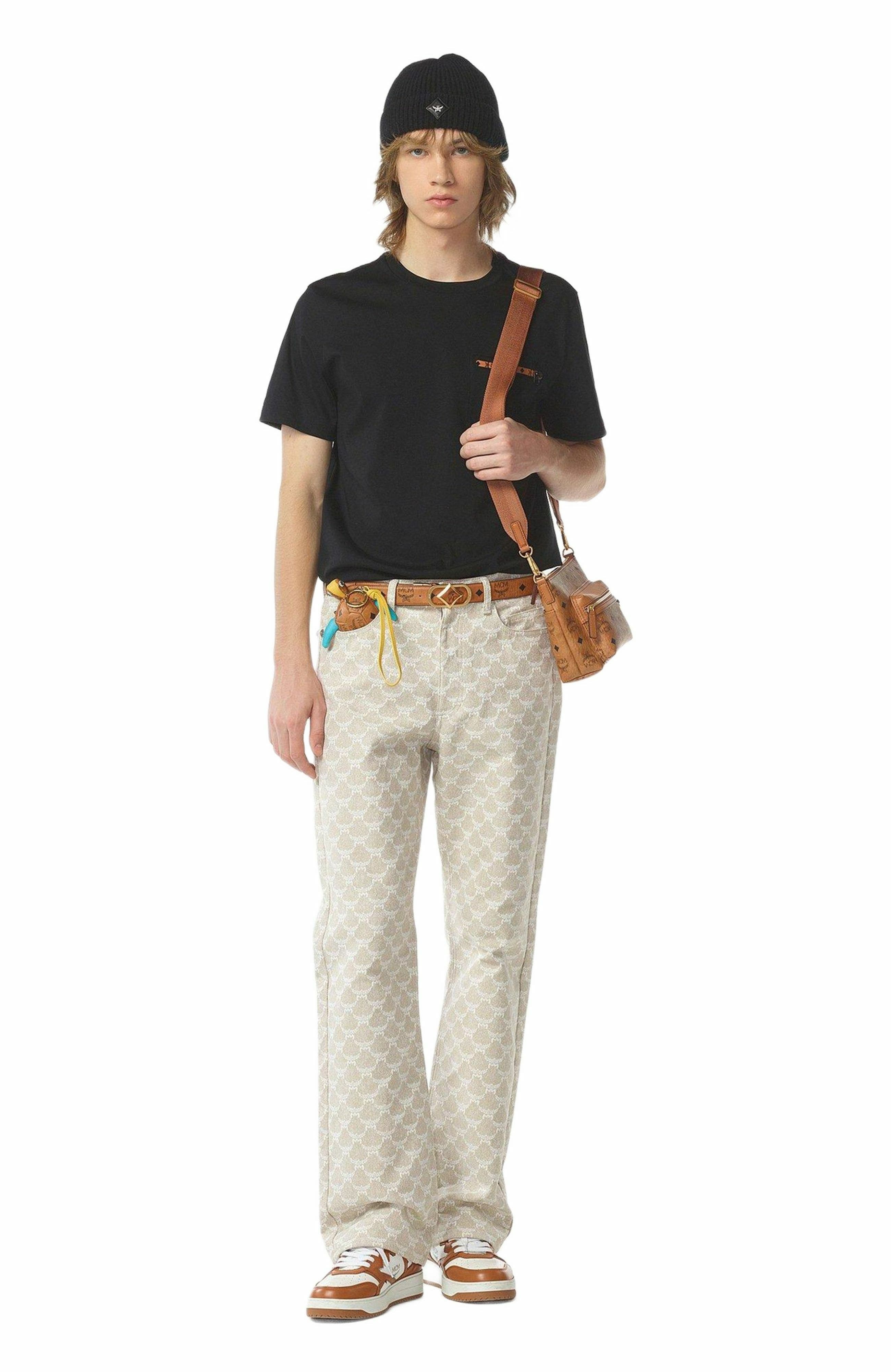 MCM Aren Crossbody in Visetos, Alternate, color, Cognac