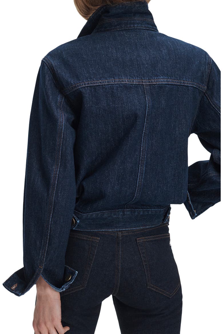 Marie Denim Trucker Jacket, Alternate, color, DARK RINSE