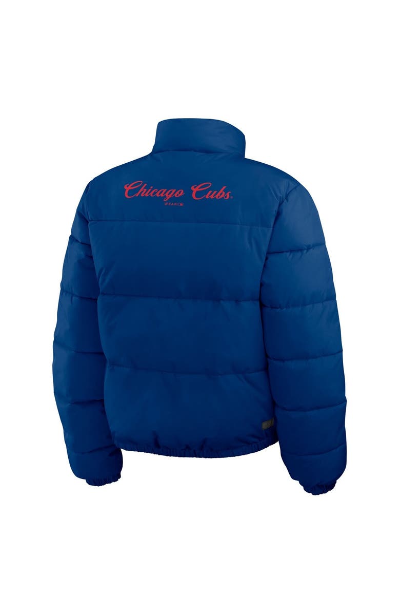 WEAR by Erin Andrews Women's WEAR by Erin Andrews  Royal/White Chicago Cubs Reversible Cropped Full-Zip Puffer Jacket, Alternate, color, 