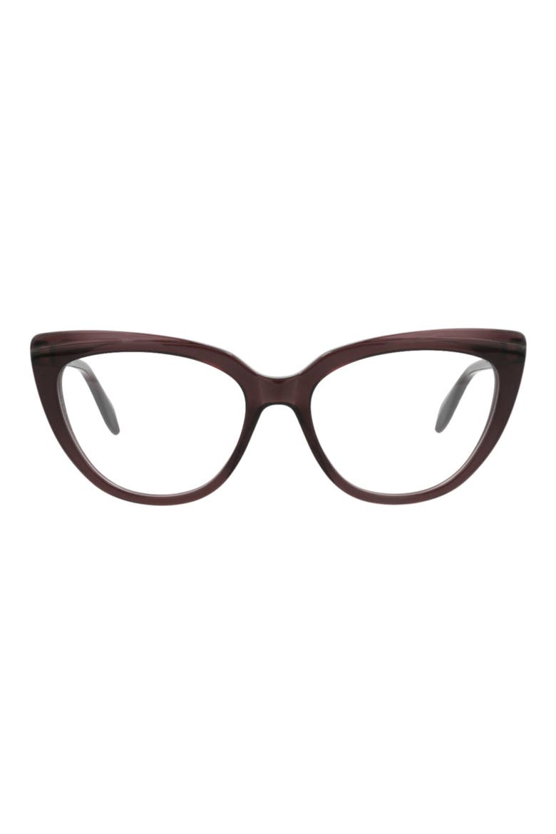 53mm Cat Eye Optical Glasses, Main, color, VIOLET VIOLET TRANSPARENT