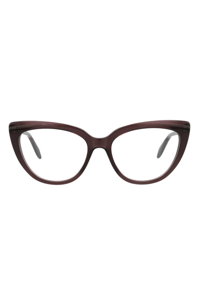 McQueen 53mm Cat Eye Optical Glasses, Main, color, Violet Violet Transparent