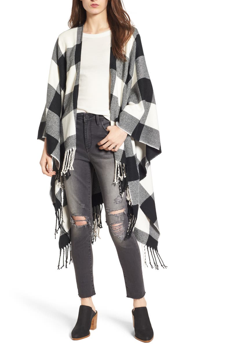 Treasure & Bond Woven Buffalo Check Ruana, Main, color, 