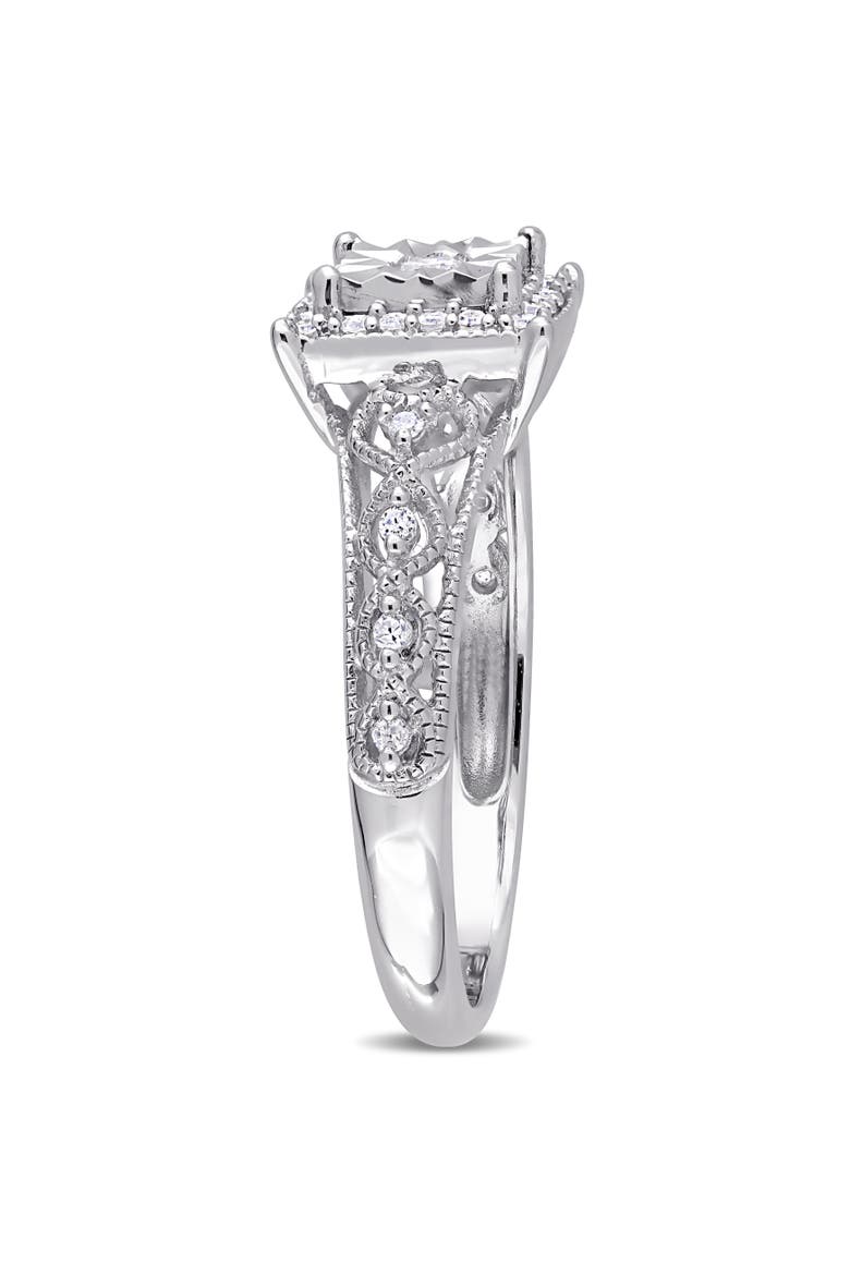 Diamond Square Halo Ring Sterling Silver, Alternate, color, Sterling Silver