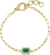 SHAY 18K Gold Diamond Halo Emerald Bracelet