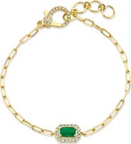 SHAY 18K Gold Diamond Halo Emerald Bracelet