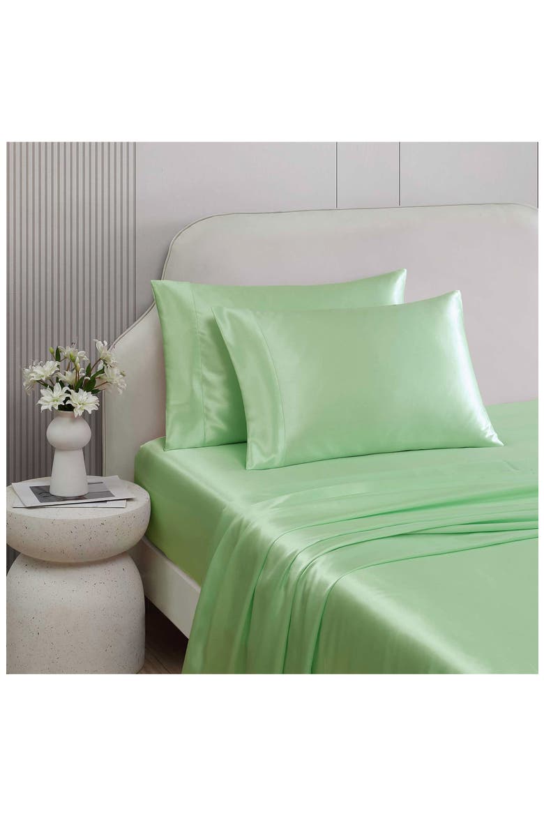 Solid Satin Sheet Set, Alternate, color, PASTEL GREEN