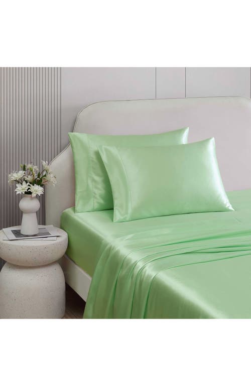 Shop Betsey Johnson Solid Satin Sheet Set In Pastel Green