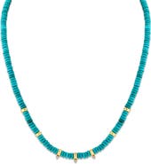 Zoë Chicco Turquoise & Rondelle Gold Bead Necklace with Diamonds
