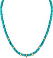 Zoë Chicco Turquoise & Rondelle Gold Bead Necklace with Diamonds