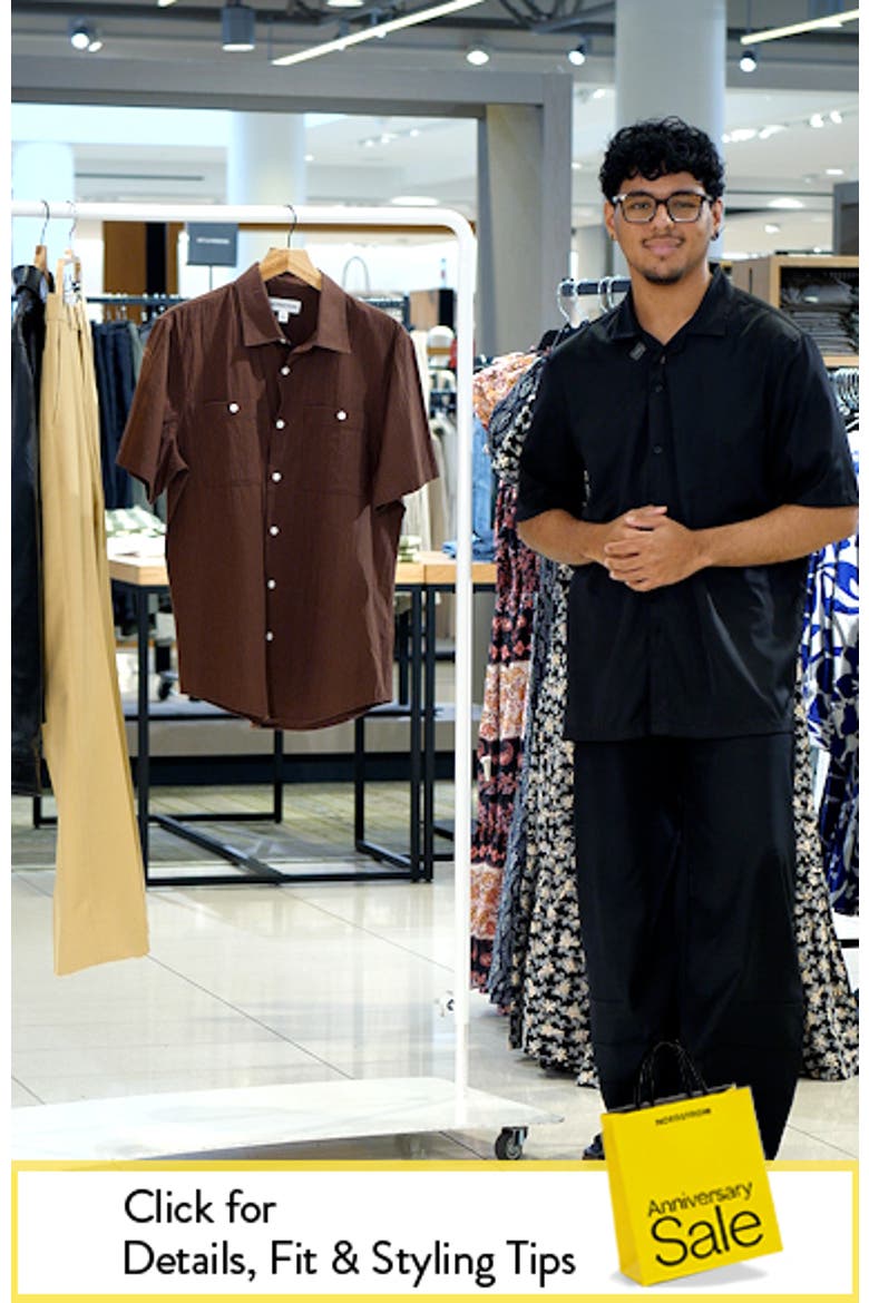 Solid Short Sleeve Cotton Blend Seersucker Button-Up Shirt video