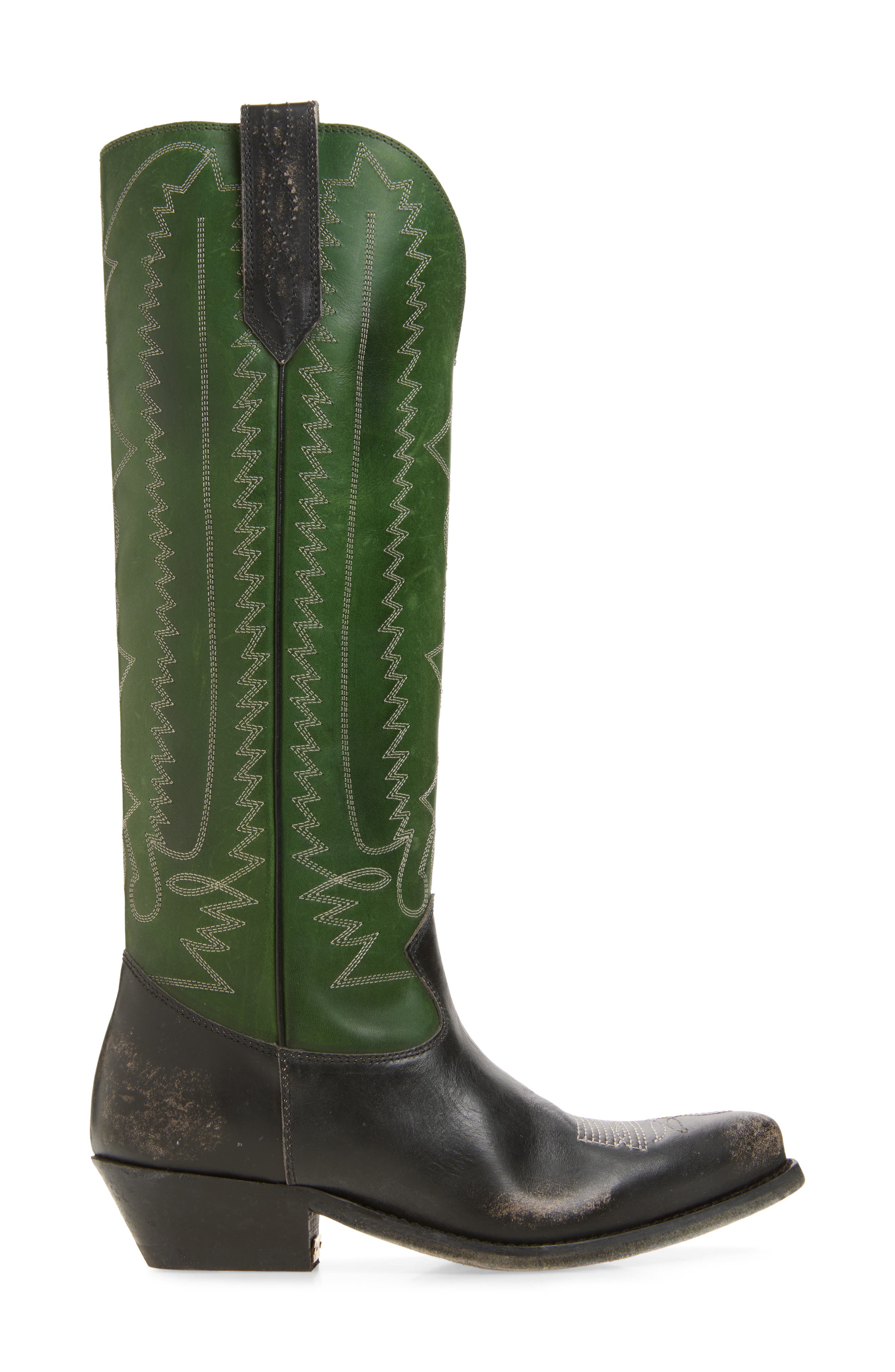 Golden Goose Wish Star High Western Boot, Alternate, color, Green/ Black