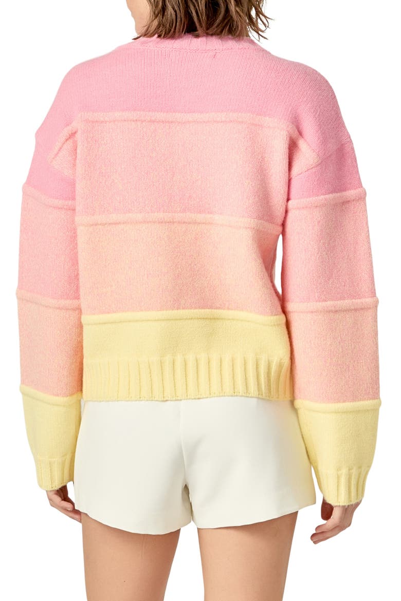 Ombré Crewneck Sweater, Alternate, color, PINK/ YELLOW