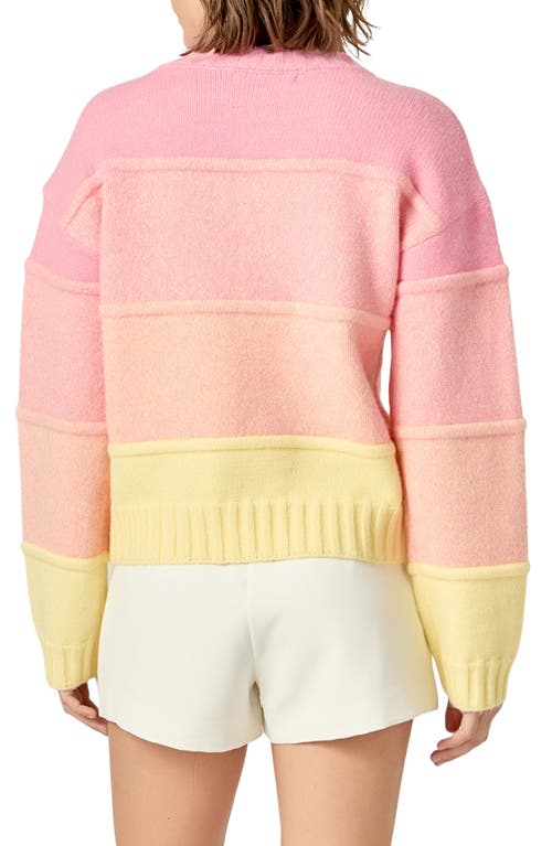 English Factory Ombré Crewneck Sweater In Pink/yellow