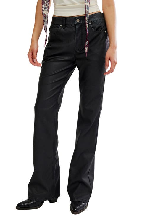 Double Knot High Waist Faux Leather Bootcut Jeans